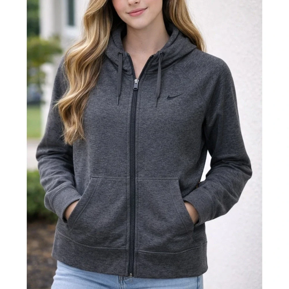 Nike Therma Fit Full Zip Hoodie Gray Heather Women's XS Athletic Warm